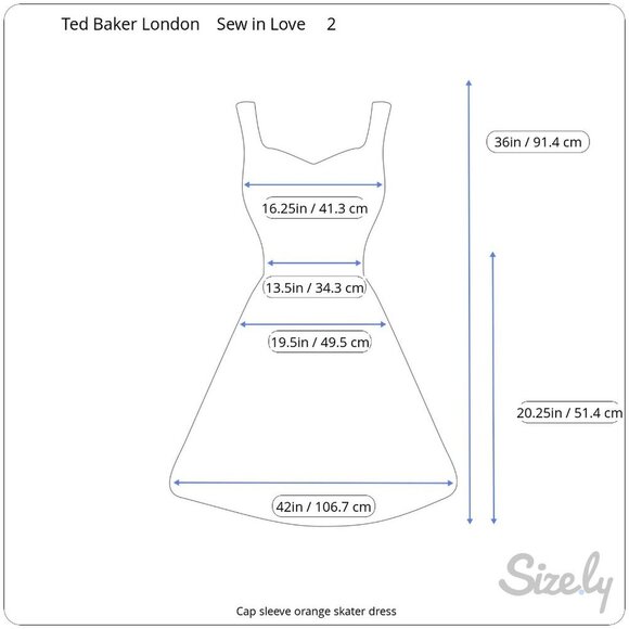 Ted Baker London Sew In Love Cap Sleeve Orange Skater Dress Exposed Zipper Sm - Picture 9 of 9